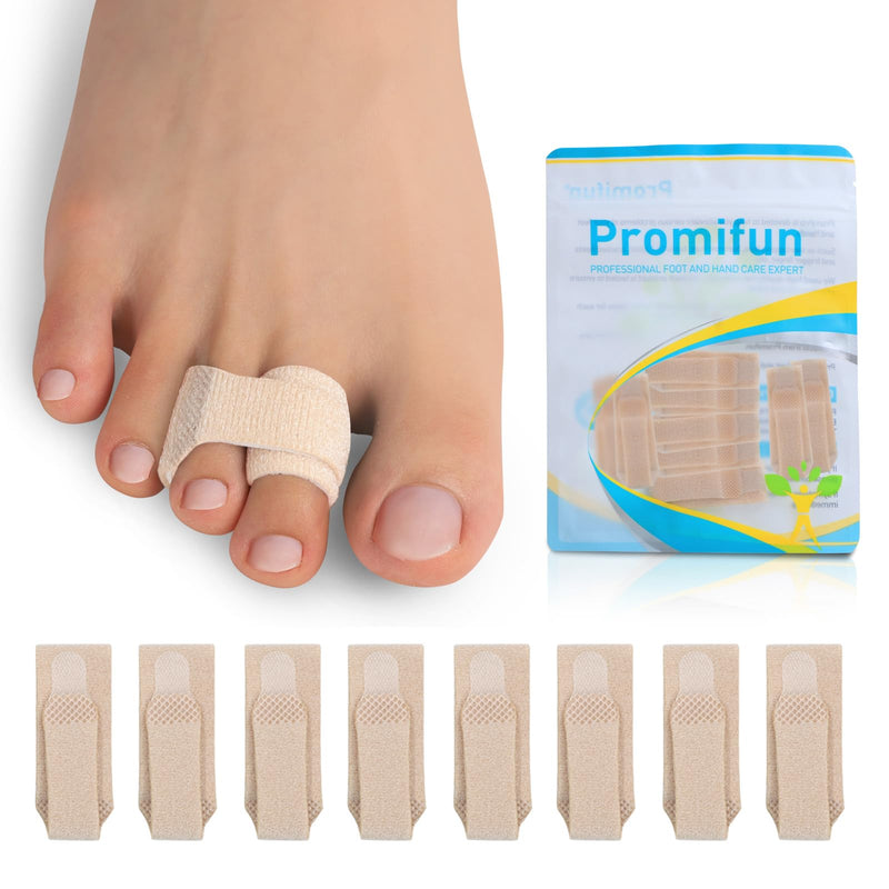 [Australia] - Promifun Hammer Toe Straightener Correction Splint - 8 Braces for Broken Toes, Orthopedic Separator, Healing Wrap, Toe Straightener for Crooked Toes, Hallux Valgus Alignment (Brown) Large(8 Pack) Brown 