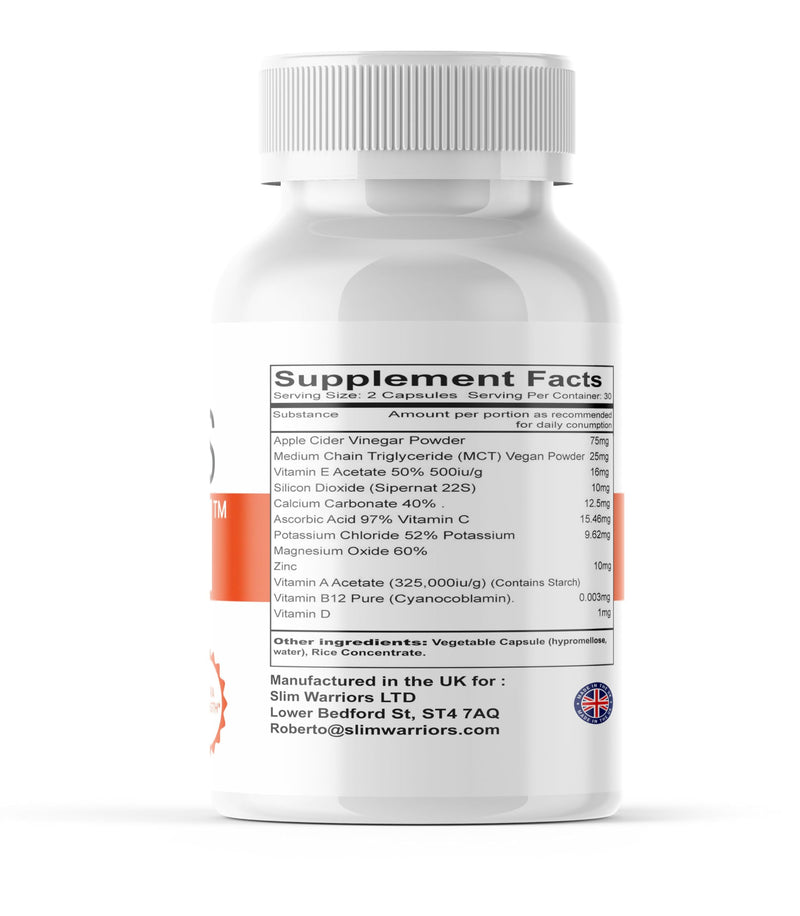 Citrus Burn Thermogenic Blend Capsules – Apple Cider Vinegar, MCT, Vitamins & Minerals – Extra Strength Formula – 60 Vegan Capsules – Food Supplement