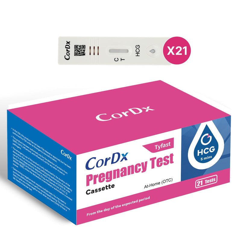 [Australia] - CorDx Early Detection Pregnancy Test Kit, Urine Tests for Easy at Home hCG Level Testing, Tester for Pregnant Women, Clear, Fast and Reliable Result with Over 99% Accuracy, 21 Pack Cassettes 21 Count (Pack of 1) 