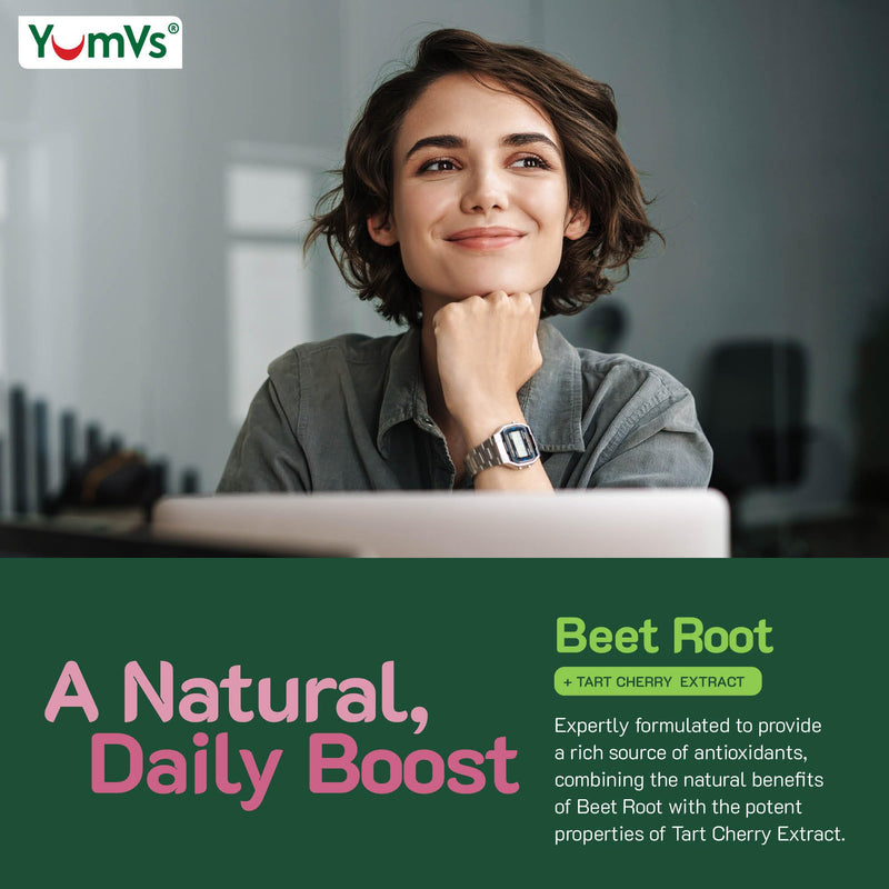 [Australia] - YumVs Beet Root Gummies with Tart Cherry Extract - Berry Flavor Beetroot Gummies - Beet Chews for Blood Circulation and Antioxidant Support - Red Beet Gummies (Berry 60 Count (Pack of 1)) Berry 60 Count (Pack of 1) 