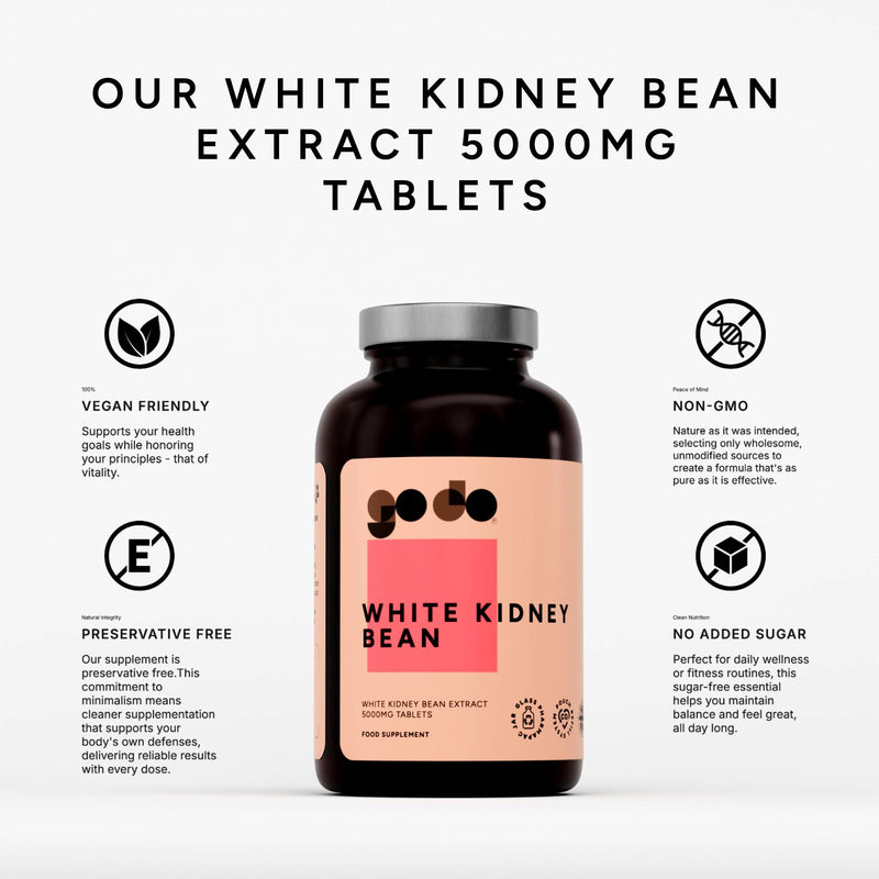 White Kidney Bean Extract Tablets 5000mg - Carbohydrate Control Supplement - High Strength Kidney Bean Supplement for Men and Women - Vegans - Easy to Swallow - (360 Tablets) 360 count (Pack of 1)
