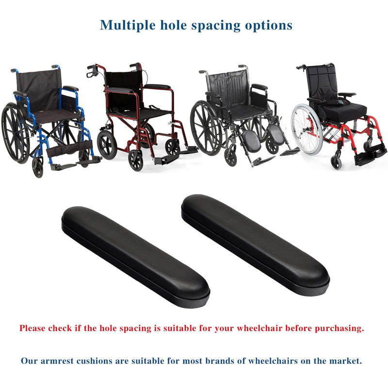 [Australia] - Full Length Padded Armrest Black 13-7/8" Long Wheelchair and Transport Chair arm Cushions, Black (1 Pair) Compatible with All Brands(13-7/8") 13-7/8" 