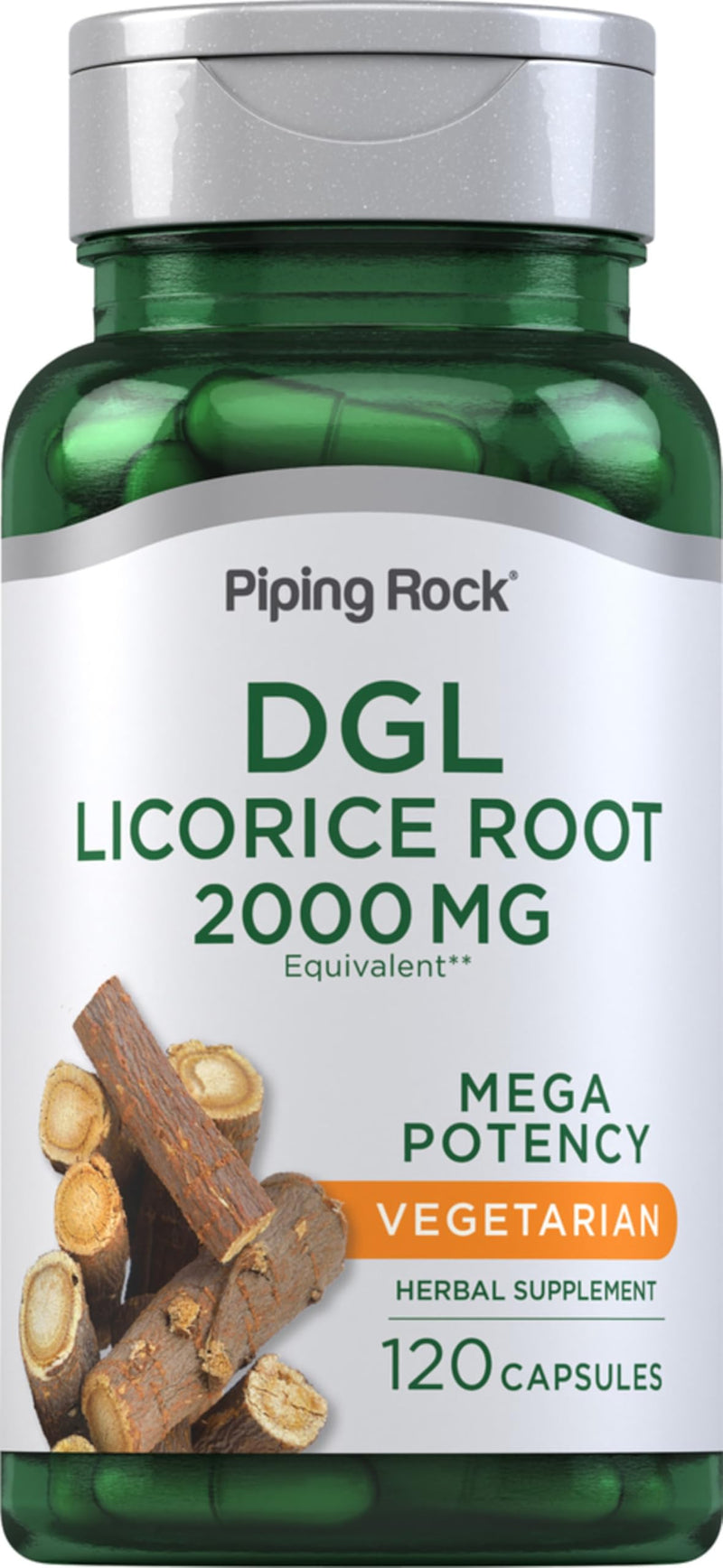 [Australia] - Piping Rock DGL Supplement | 2000mg | 120 Capsules | Licorice Root | Mega Potency | Herbal Extract | Vegetarian, Non GMO, Gluten Free 