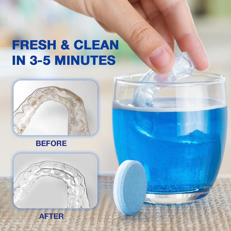 Mouth Guard for Teeth Grinding at Night: Moldable Custom Dental Guard for Sleeping - Nighttime Protection for Teeth Grinding 4 Packs - 12 Cleaning Tablets With 12 Tablets