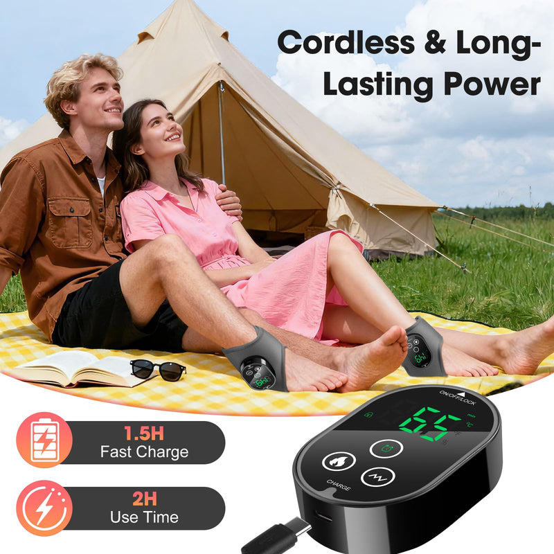 Cordless Ankle Massager for Pain Relief, Heated Ankle Massager, Foot Massager for Neuropathy, Ankle Heating Pad, Foot Heating Pad, Heated Foot Massager, Single One, Grey Gray