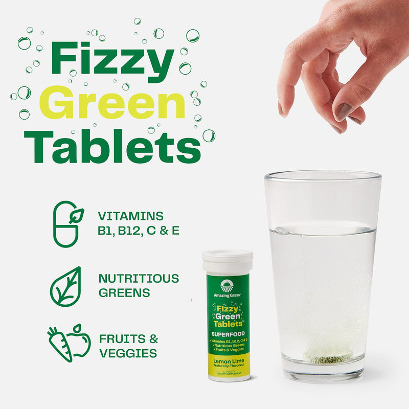 [Australia] - Amazing Grass Fizzy Green Tablets Superfood Lemon Lime: Green Superfood Water Flavoring Tablet with Antioxidants & Alkalizing Greens, 60 Count (Packaging May Vary) Superfood Lemon-Lime 10 Count (Pack of 6) 