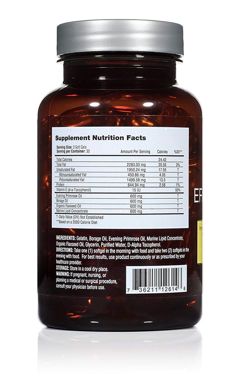 [Australia] - EFA COMPLETE with Optimal OMEGA 3 6 9 levels of High Potency Flax Oil, Fish Oil, Borage Oil, and Evening Primrose Oil 800mgs (90count) 3rd Party Tested - High in GLA and 369 Omegas 