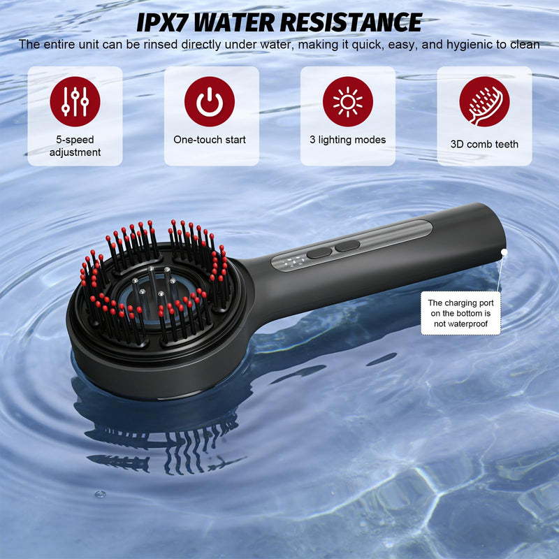 Electric Scalp Massager with 3-in-1 Hair Oil Applicator, Cordless Head Massager IPX7 Waterproof, Portable Scalp Brush for Deep Relaxation, Home, Travel & Shower Use