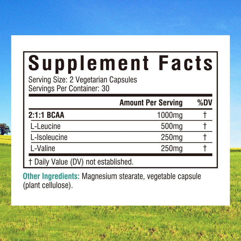 Innate Vitality BCAA Capsules, for Men & Women, 2:1:1 Branched Chain Amino Acids, L-Leucine, L-Isoleucine, L-Valine, No Mixing, No Mess, Energy, Recovery, Focus, On-the-Go, Non-GMO, 60 Count