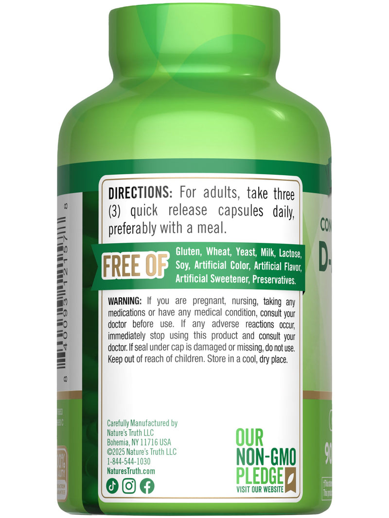 Nature's Truth D-Mannose Pills | 2100mg | 90 Capsules | Non-GMO & Gluten Free Supplement