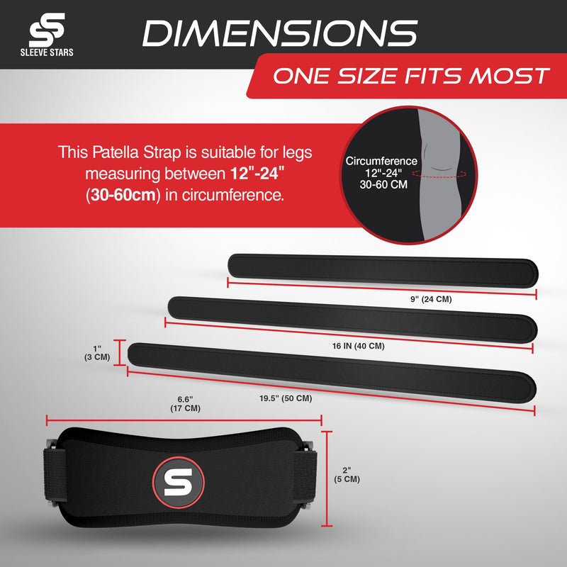 [Australia] - Sleeve Stars Patellar Tendon Support Strap Osgood Schlatter Knee Brace for Kids, Youth, Women & Men w/ 3 Lengths, Swedish Brand Patella Knee Strap Support Band for Arthritis, Tendonitis & Pain (Black) One Size Black 1 