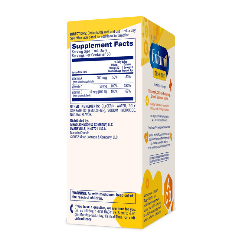[Australia] - Enfamil Tri-Vi-Sol Infant Multivitamin Drops, Supports Growth & Immune Health for Babies, 50mL Bottle 1.69 Fl Oz (Pack of 1) 