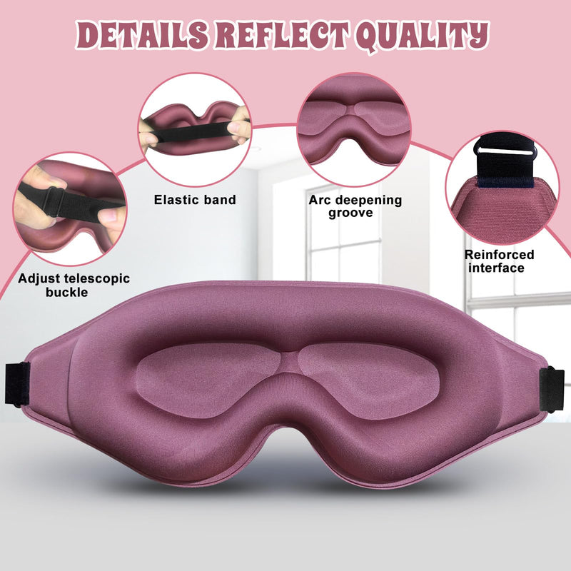 [Australia] - 3D Advanced Eye Mask for Sleeping, Ultra Delicate Soft Skin Friendly Eye mask,100% Blackout Sleep Eye Mask for Sleep, Eyelash Extension Sleep mask, Sleeping Eye Masks for Men and Women Regular Size (Purple Red) 