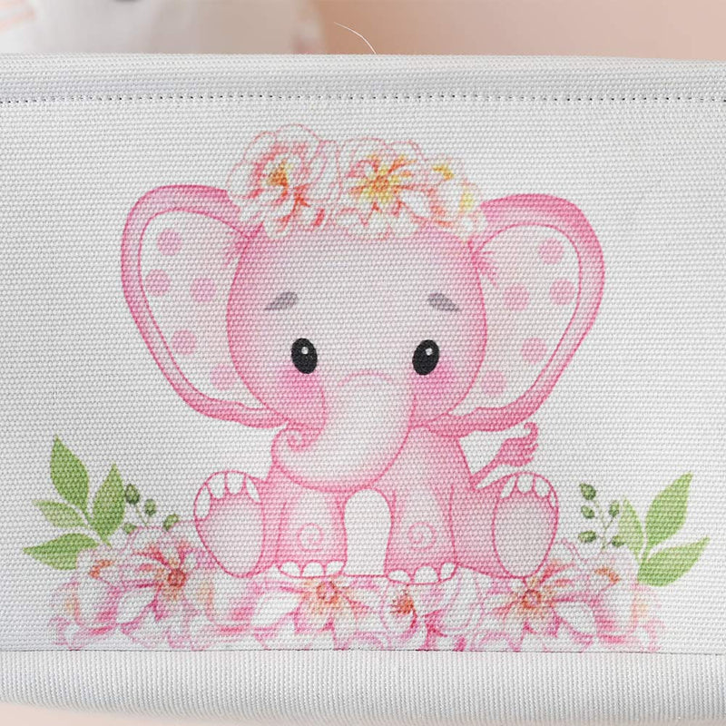 [Australia] - INough Pink Basket Elephant Storage Bins for Kids, Gift Box for Baby,Collapsible Storage Basket for Toys Clothes,Fabric Laundry Baskets for Baby/Kids/Nursery Room (Medium, Pink Elephant) ys/m 