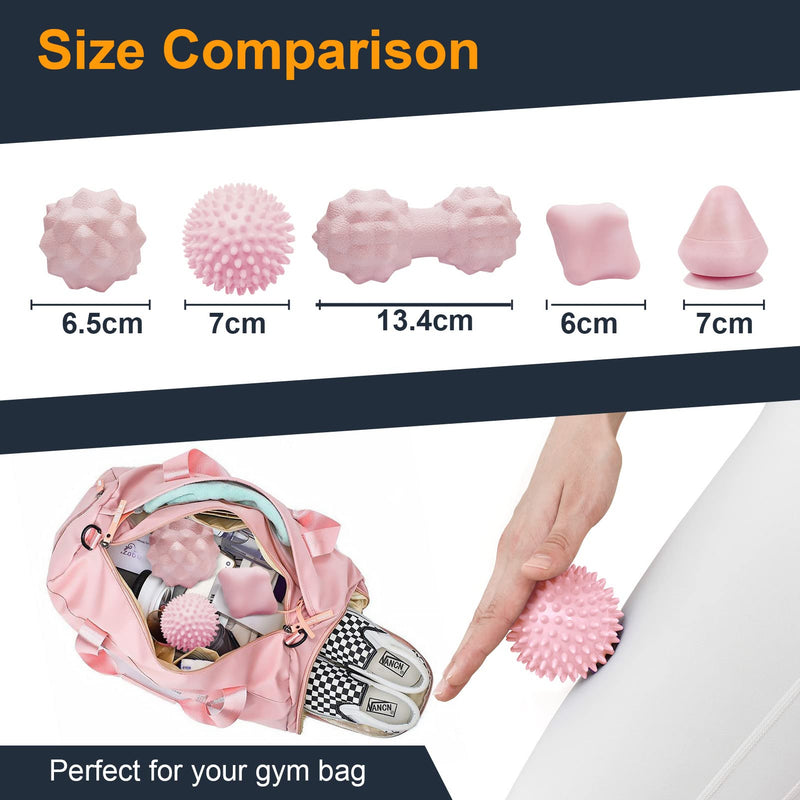 [Australia] - Massage Ball Set for Myofascial Trigger Point Release & Deep Tissue Massage, Firm/Soft Mountable Self/Peanut/Spiky/Hand Exercise Ball 
