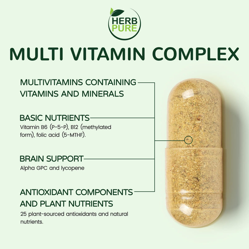 Multi Vitamin Complex Daily Multivitamin 120 Capsules (2 Packs) | 28 Essential Vitamins & Minerals with Active Vitamins for Men and Women, Superfood Blend, Alpha GPC – Made in USA 60 Count (Pack of 2)