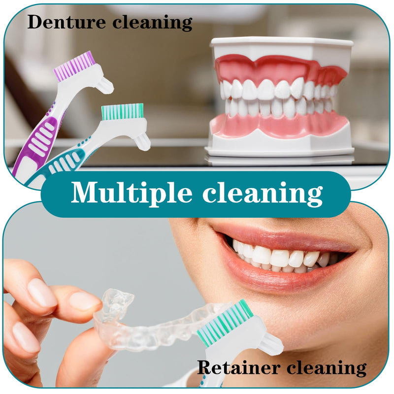 [Australia] - Lusofie 2Pcs Denture Brush, Effective Denture Toothbrush with Carrying Case Multi-Layered Soft Bristles Denture Cleaning Brush with Rubber Handle for Denture Clean Care 