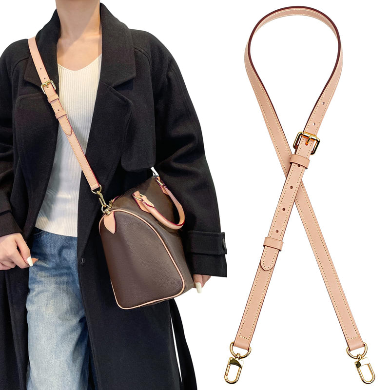 Genuine Vachetta Leather Strap Replacement Adjustable Crossbody Handbag Shoulder Purse Strap for Speedy Bags(APRICOT-Width:0.7in,Adjustable Length:39.4-47.2in) Apricot-width:0.7in&adjustable Length:39.4-47.2in