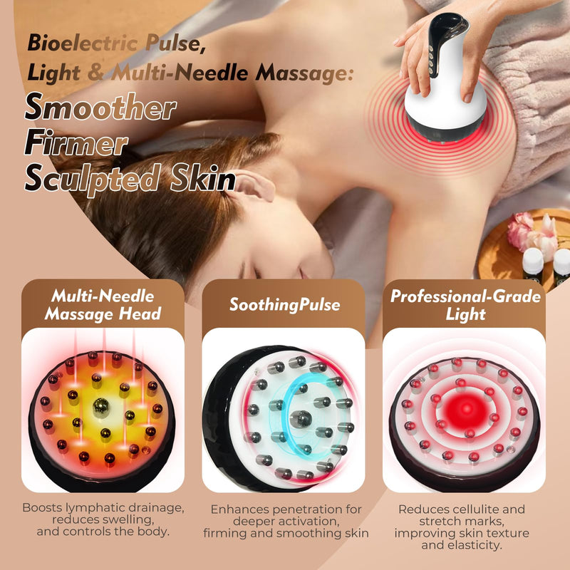 35-Speed 3-in-1 Microcurrent Lymphatic Drainage Massager for Legs Arms Belly, Body Sculpting Machine with Microcurrent, Cellulite Massage Tool,Light, Heat |Vibration, Promotes Circulation Skin Renewal