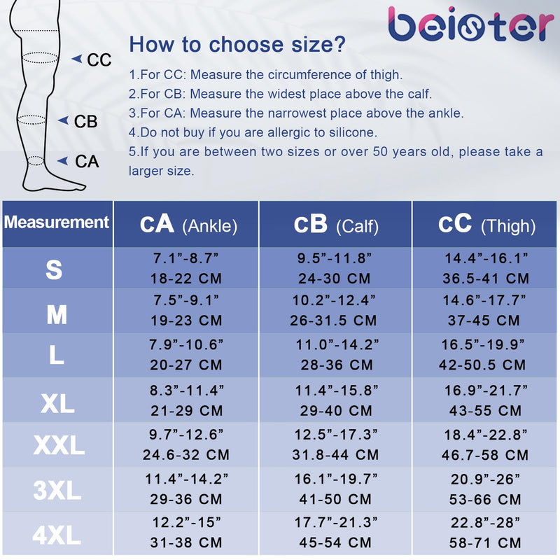 [Australia] - Beister Medical Compression Stockings Women & Men Thigh Support Stockings High Footless Compression Stocks Firm 20-30 mmHg Graduated Support for Varicose Veins, Edema, Flight 