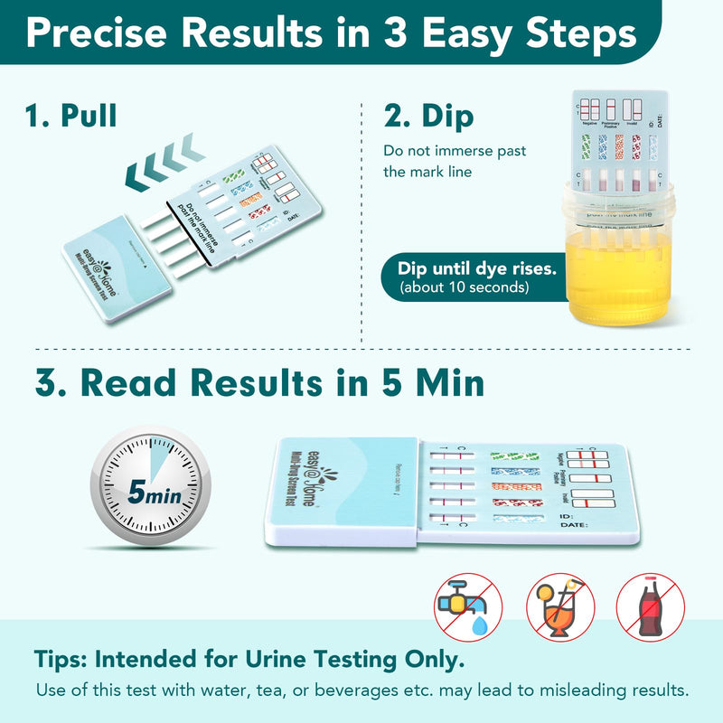 Easy@Home 5 Panel Urine Drug Test Kit, Multi Drug Screening Test, 5 Pack | THC/Marijuana, Cocaine, OPI, AMP, BZO All Drugs Testing in One - Home Use Drug Tests with Results in 5 Mins #EDOAP-754 5 Count (Pack of 1)