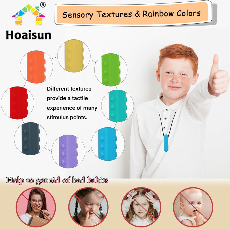 [Australia] - Chew Necklaces for Sensory Kids, 8 Pack Chewy Necklace Sensory Boys and Girls with Autism, ADHD, SPD, Biting, Silicone Teething Necklace Oral Chew Toys for Adults Reduce Chewing Anxiety Fidget Rainbow 