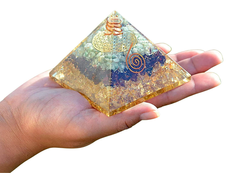 [Australia] - Orgonite Crystal Triple Money Pyramid Energy Generator Promotes Wealth and Prosperity with Green Aventurine, Red Garnet and Citrine – Attract Money and Success with Lucky Orgone Crystals Green Aventurine, Red Garnet and Citrine Crystal 