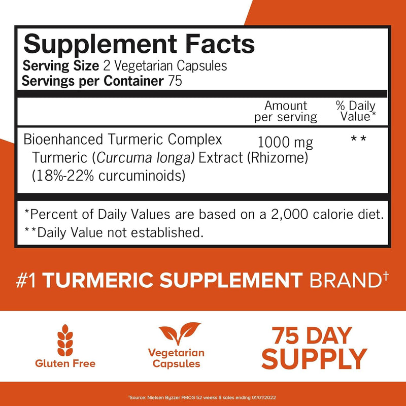 Qunol Turmeric Curcumin 1000mg, Ultra High Absorption Supplement, 150 Count | #1 Doctor Recommended form of Turmeric Curcumin, Extra Strength Capsule for Joint Support and a Healthy Inflammation Response Capsules 150 Count (Pack of 1)