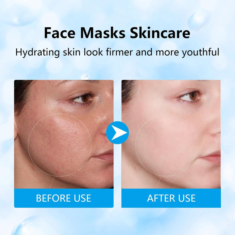 IREV Hyaluronic Acid Face Masks Skincare with Vitamin B5, Hydrating Moisturizing Facial Masks Skin Care, Face Sheet Mask Daily Care Beauty Care for for All Skin