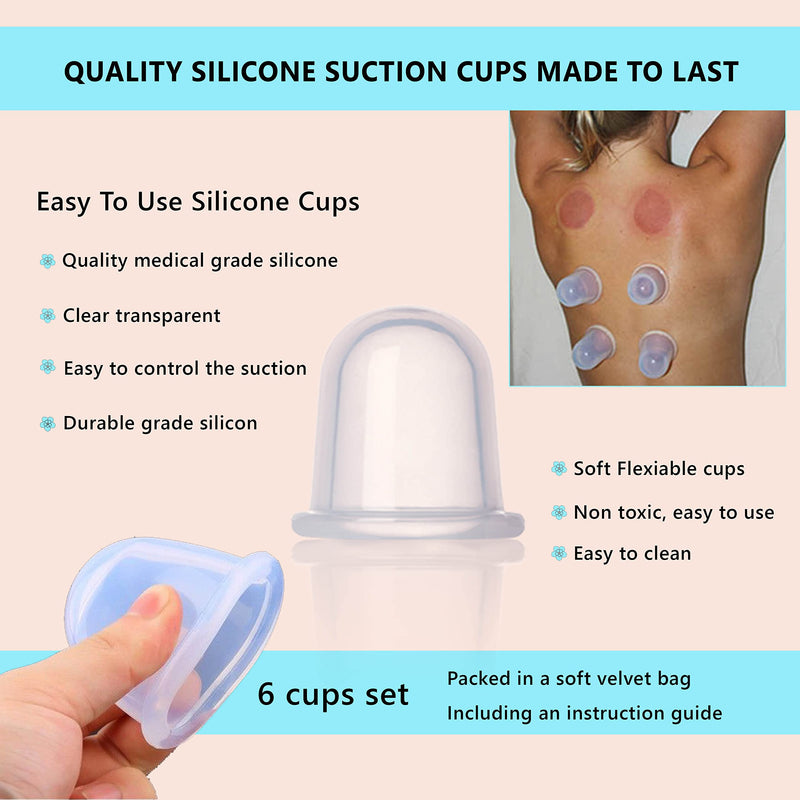 Cupping Kit for Massage Therapy - by DoSensePro 8 Silicone Massage Cups for Arthritis Relief, Pain Reduction, Anti-Aging & Cellulite Treatment - Cupping Set Massage Therapy Cups (2XL, 4L, 2M) 2XL 4L 2M