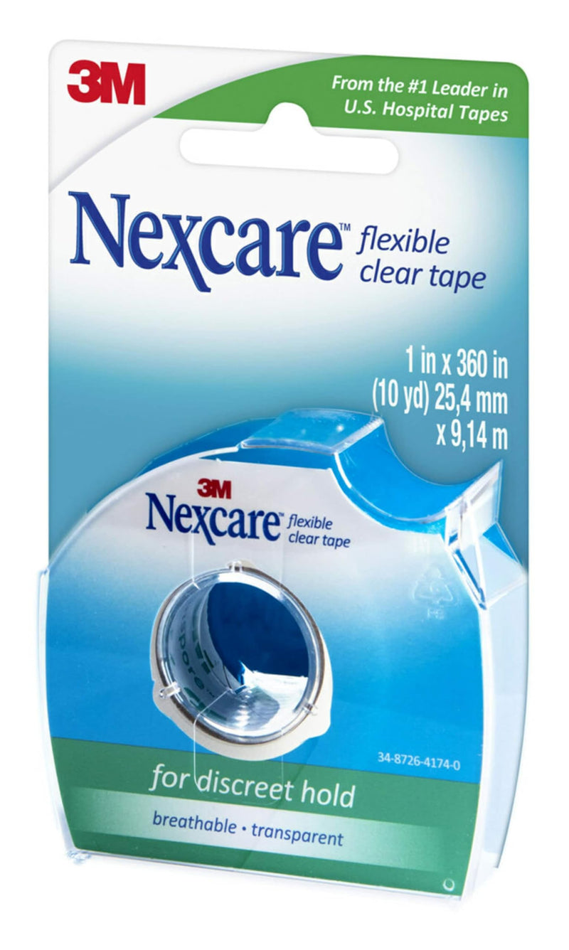 [Australia] - Nexcare Flexible Clear Tape, Waterproof Transparent Medical Tape, Secures Dressings and Catheter Tubing - 1 In x 10 Yds, 1 Roll of Tape 