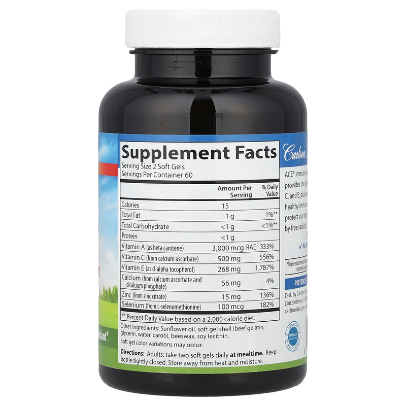 [Australia] - Carlson - ACES + Zn, Vitamins A, C, E + Selenium & Zinc, Cellular Health & Immune Support, Antioxidant, 120 Softgels 