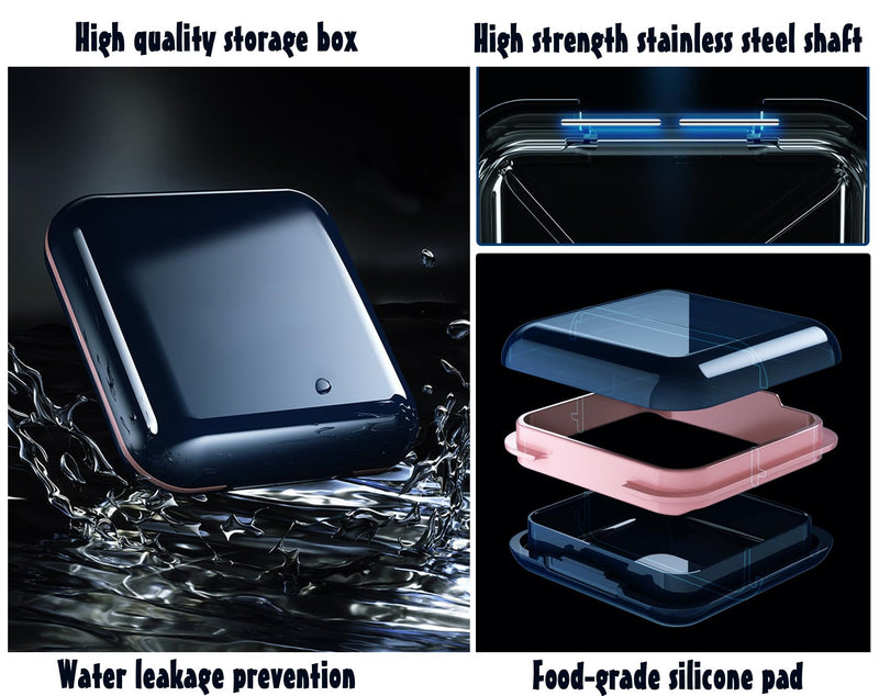 [Australia] - MURRI&MURRDI Retainer Case 2 Pack, Denture Case with Mirror, Denture Bath Box with Strainer Basket, Cute Denture Holder Mouthguard Storage Soak Container for Travel, Braces Cleaner Kit (C Dark Blue) C Dark Blue 