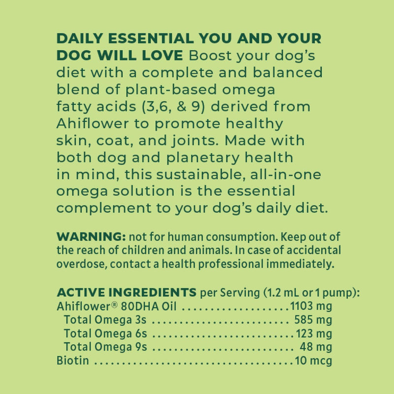 WagWell Ahiflower Omega Oil - Vet-Formulated Skin, Coat, Hip and Joint Supplement for Dogs - Plant-Based Omega 3, 6 and 9 Supplement - Natural Non-GMO Dog Omega Oil, 8 fl.oz. Pump Bottle - PawsPlanet Australia