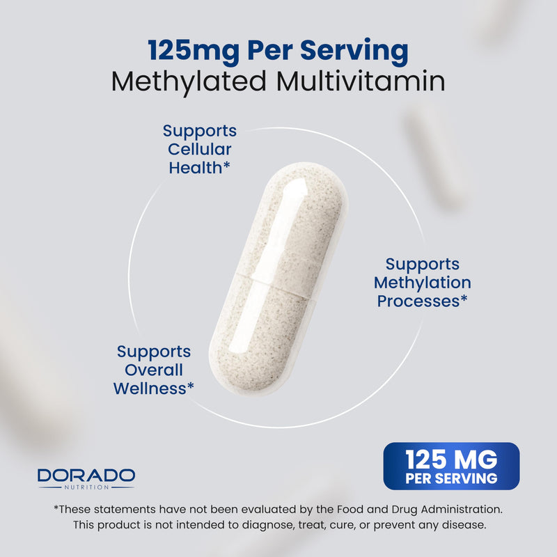 Methylated Multivitamin (Methylated and Activated Vitamins Only - Methylated B Complex with Trimethylglycine (TMG) and Methylfolate)(Non-GMO, Gluten Free MTHFR Supplement) - USA Made - 60 Capsules
