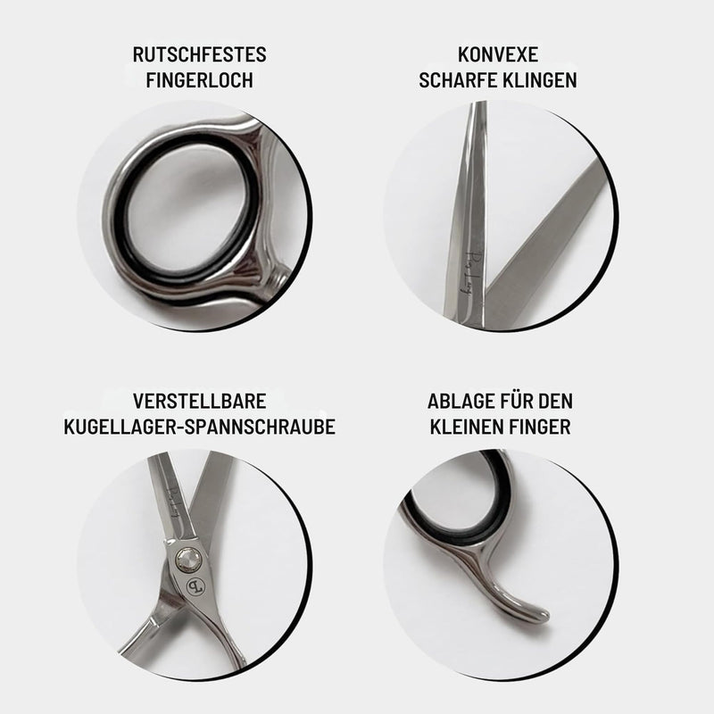 Professional Hair Cutting Scissors 6.5" - German High Carbon Steel Barber Shears with Convex Blades, Ergonomic Design for Salon & Home Use - Pius Lang