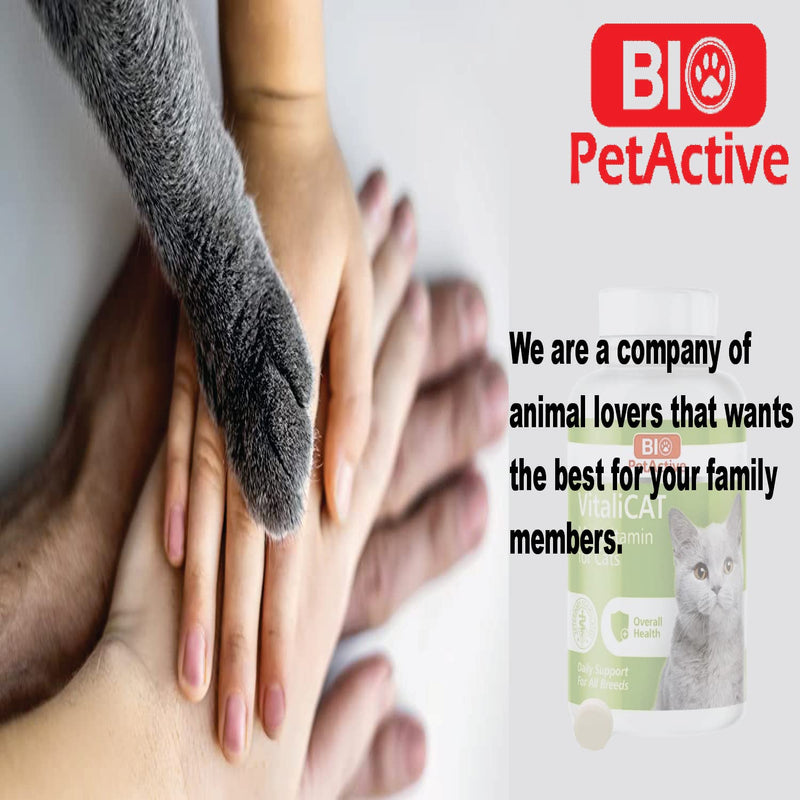 VitaliCAT Multivitamin for Cats, Skin and Coat Supplement, Cat Prenatal Health Supplies, Vitamin A + E + B9 + B5 + H + Biotin + Amino Acids for Cats, 150 Chewable Tablets - PawsPlanet Australia