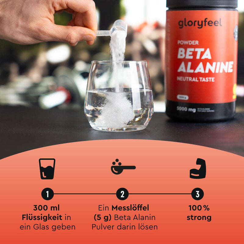 [Australia] - Beta Alanine Powder 1000g - 5000mg per serving - Pre-workout for 7 months - High-dose, vegan amino acid - Beta-alanine +99% pure, without additives & neutral in taste - Laboratory-tested quality 