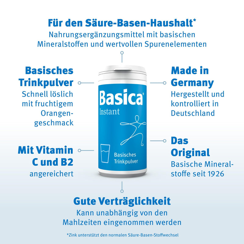 [Australia] - Basica® Instant base powder with a fruity orange flavor for dissolving in water | for a normal acid-base balance | vegan | lactose-free | various basic minerals | 300 grams Basica Instant 300 g (pack of 1) 