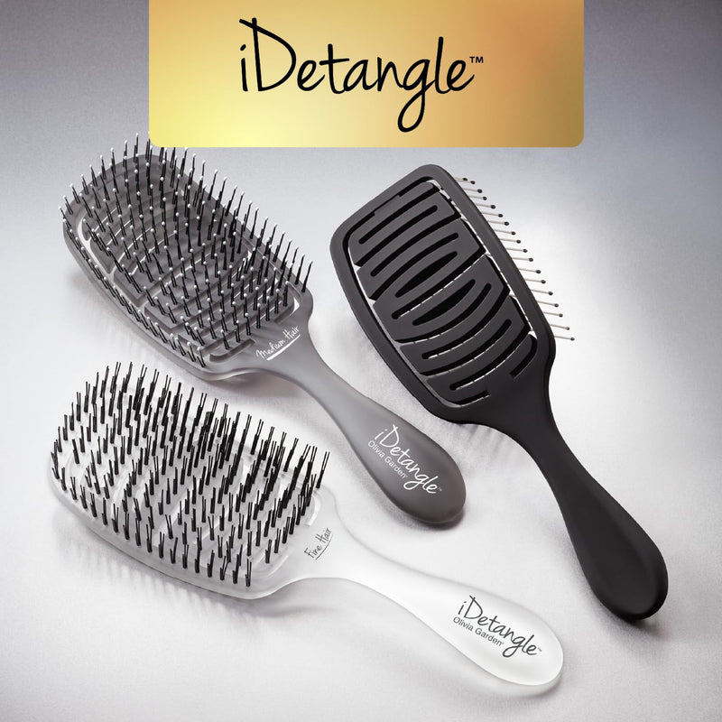 Olivia Garden iDetangle Hair Brush - Dual-Curve Shape, Adjusts Tension by Hair Type 3-Piece Kit