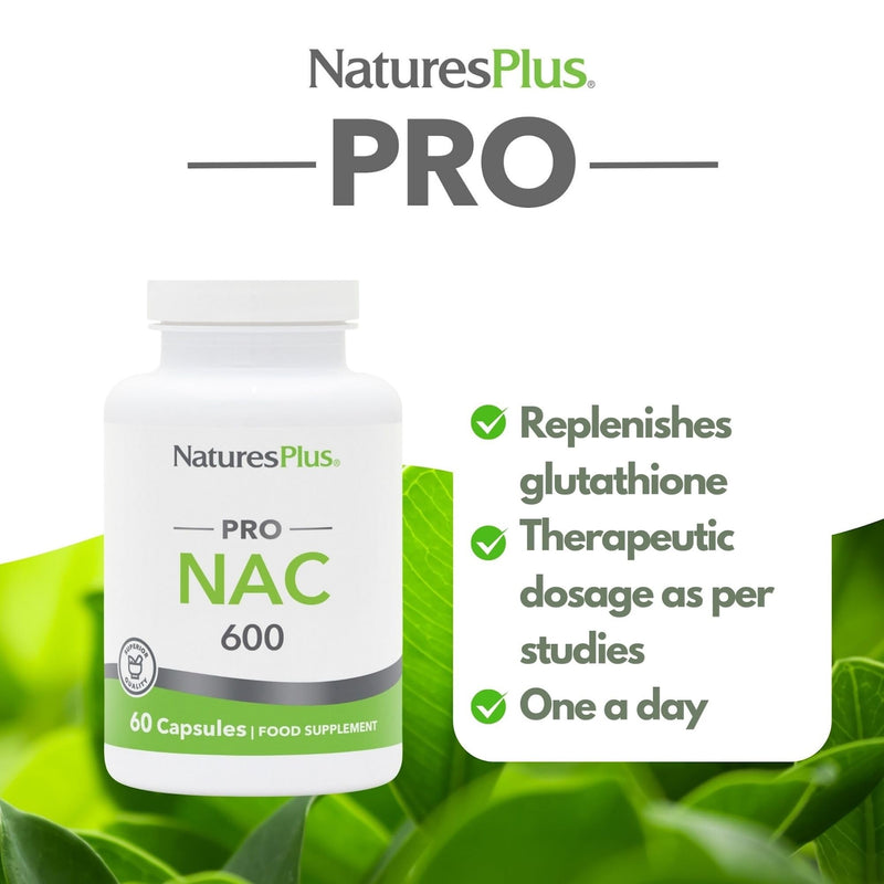 NaturesPlus PRO NAC 600 mg - High Strength N Acetyl Cysteine Supplement, Easy to Swallow, One a Day - Vegetarian, Gluten Free - 60 Capsules 60 count (Pack of 1)