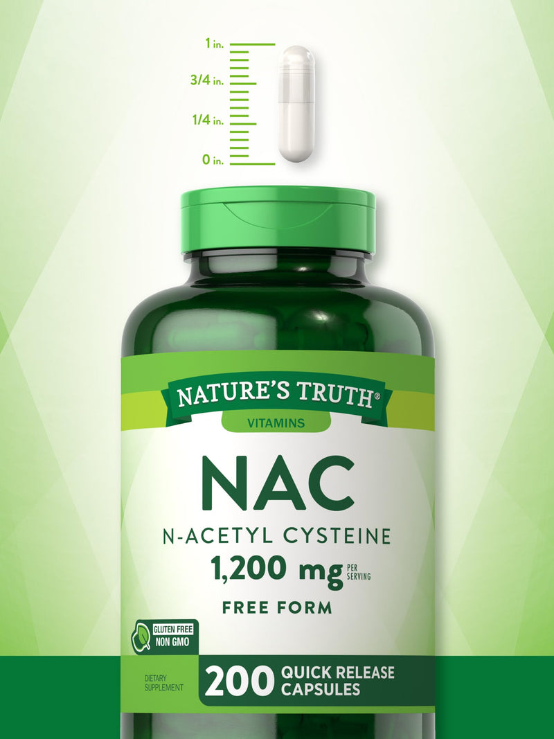 [Australia] - Nature's Truth NAC Supplement | N-Acetyl Cysteine | 1,200mg | 200 Capsules | Free Form Amino Acid | Non-GMO & Gluten Free Supplement 