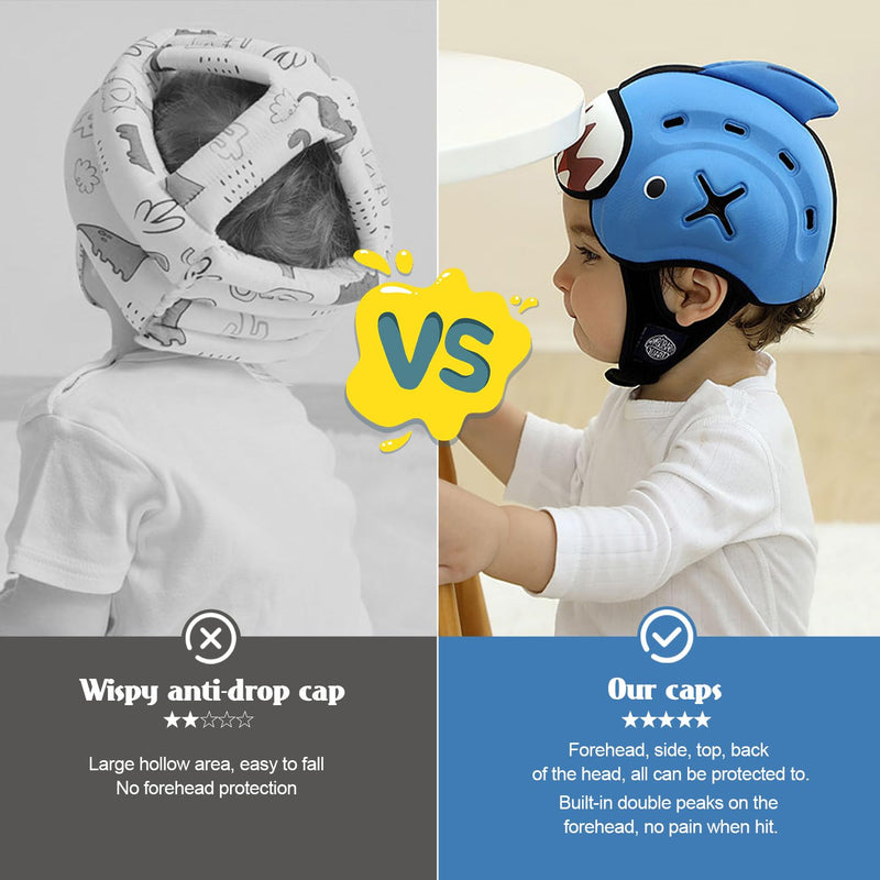 [Australia] - Baby Head Protector Helmet, Breathable Baby Head Protector for Crawling and Walking, Infant Soft Helmet, Anti-Collision, Ultra-Lightweight, Expandable and Adjustable Age 10-24 Months shark 