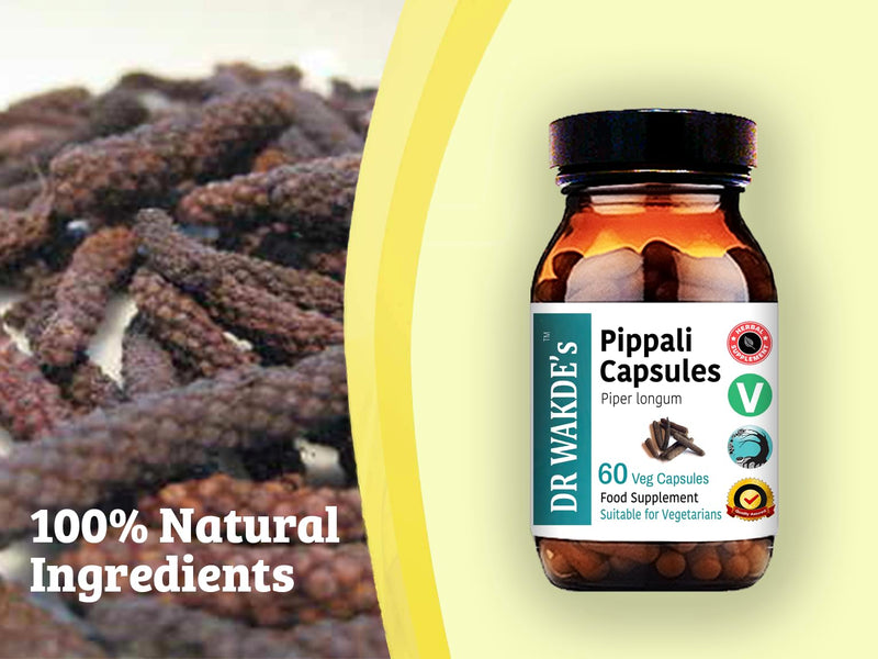 DR WAKDE’S Pippali Capsules (Long Pepper), 60 Veg Caps, Plant-Based Supplement, Made in UK, Vegan, All Natural