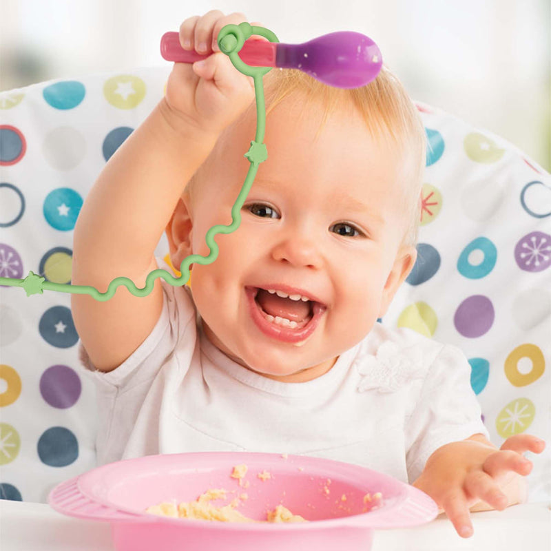 [Australia] - Toy Straps for Baby,RTMOK Silicone Setpacifier Clip,Applies to Car Seat Toy,Teether Toy,High Chair,Stroller Accessories,Baby Toy Clips,Cribs,Rocking Chair Blue+Pink+Grey+Green 