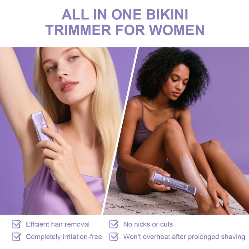 Dermave Bikini Shaver - Bikini Trimmer for Women, Waterproof Electric Dual Head Shaver (Purple) Purple