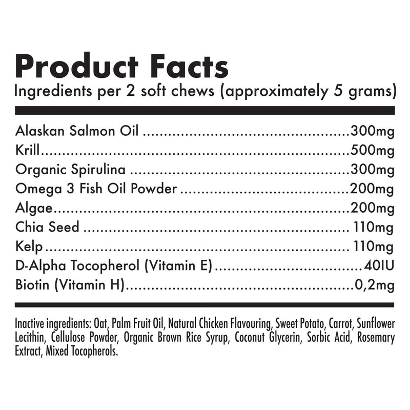Omega 3 Alaskan Salmon Oil Treats for Dogs 120 Fish Oil Chew Supplement Skin and Coat Allergy and Itch Relief Hip & Joint Health Brain Shedding Hot Spots Treatment Omega 3 6 9 EPA & DHA Fatty Acids 120pcs - PawsPlanet Australia