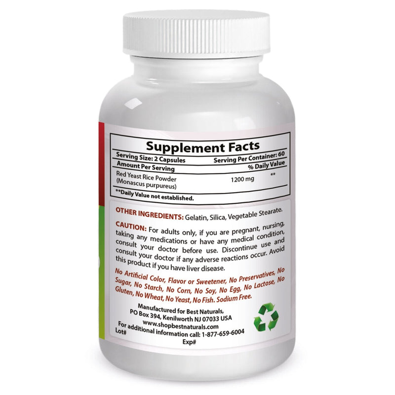 [Australia] - Best Naturals, Red Yeast Rice, 600 mg capsules, 120 Capsules, 2 capsules per serving/1200mg per serving 