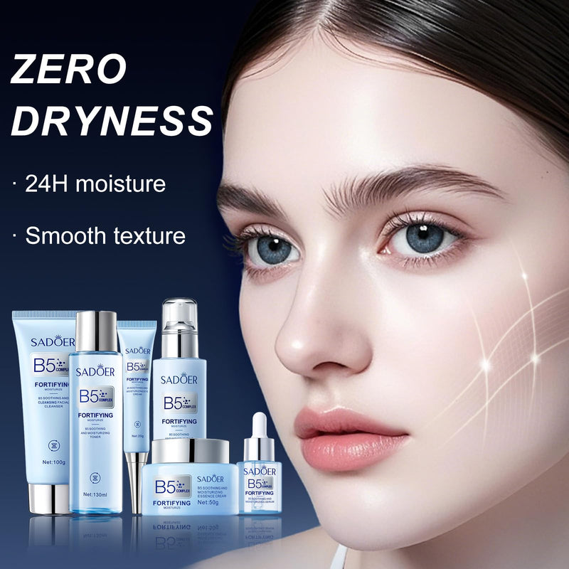 For SADOER B5 Vitamin Skincare Set, 6 Piece Barrier Repair Facial Kit, Hydrate Radiance Boost Anti-Aging,for All Skin, Self Care Gifts for Women Mom Wife Teen Girl for Valentine Christmas