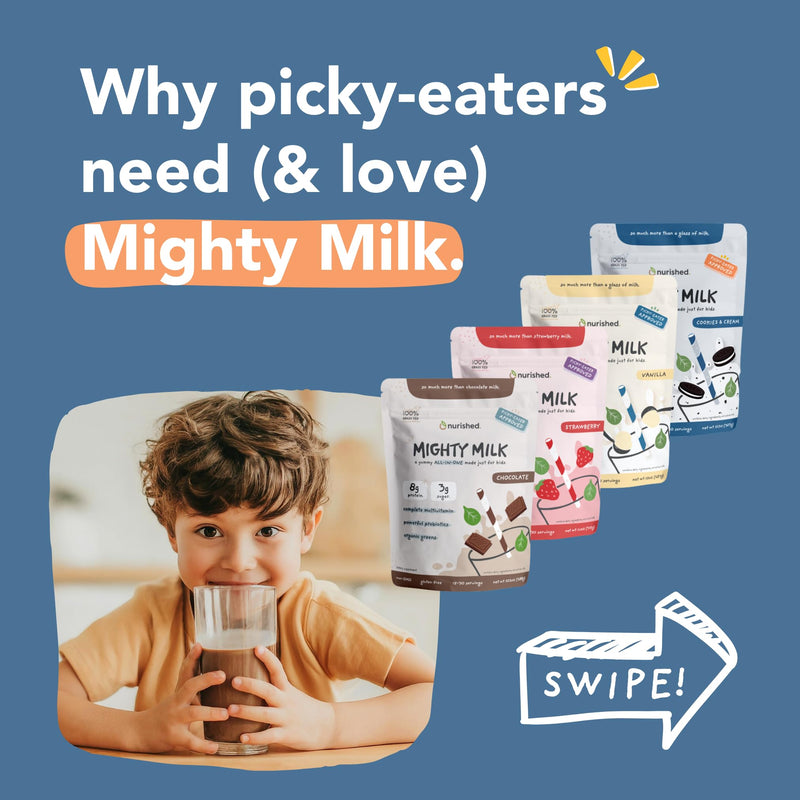 Mighty Chocolate Milk - Kids Daily Protein Powder Boosted with 2 Billion Probiotics and Organic Spinach Leaves - Natural Flavors Colors and Sweeteners - 15-30 Servings